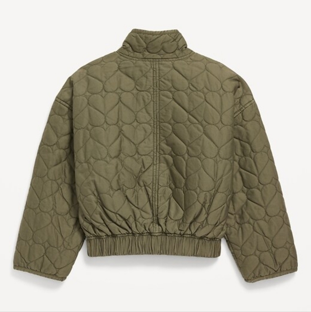 Girls Olive Green Quilted Jacket - Picture 3 of 10